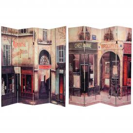 6 ft. Tall French Cafe Canvas Room Divider