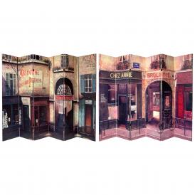 6 ft. Tall Double Sided French Café Canvas Room Divider