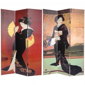 6 ft. Tall Japanese Ladies Canvas Room Divider
