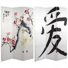 6 ft. Tall Cherry Blossoms and Love Canvas Room Divider
