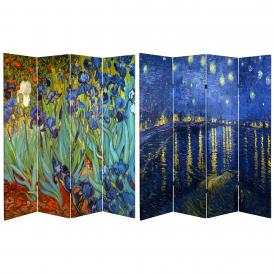 6 ft. Tall Works of Van Gogh Room Divider - Irises/Starry Night Over Rhone