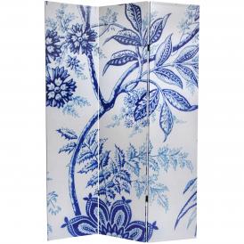 6 ft. Tall Blue Toile Double Sided Room Divider