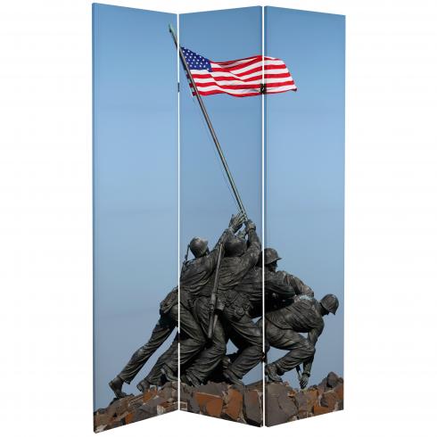 6 ft. Tall Double Sided Memorial Canvas Room Divider - Lincoln/Iwo Jima