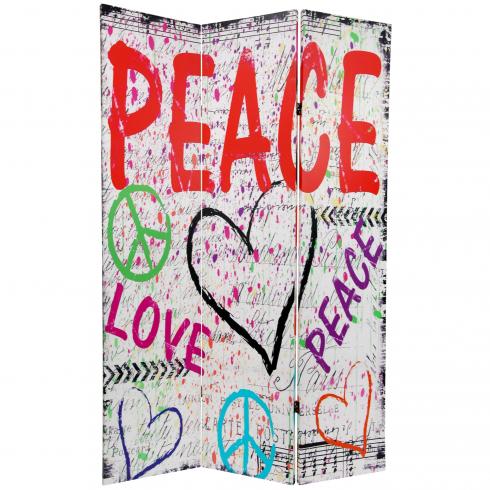 6 ft. Tall Double Sided White Peace & Love Room Divider