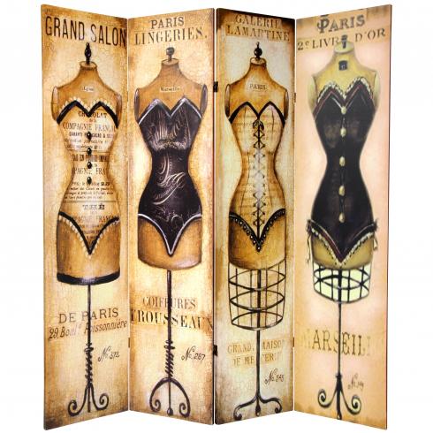 6 ft. Tall Double Sided Mannequin and Singer Canvas Room Divider