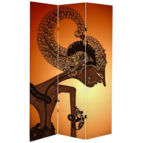 6 ft. Tall Double Sided Wayang Shadow Puppet Canvas Room Divider