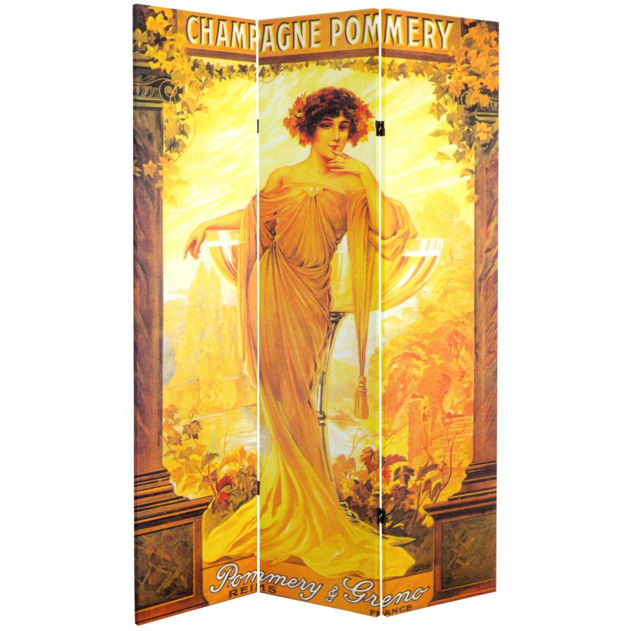 6 ft. Tall Double Sided Vintage Women Canvas Room Divider