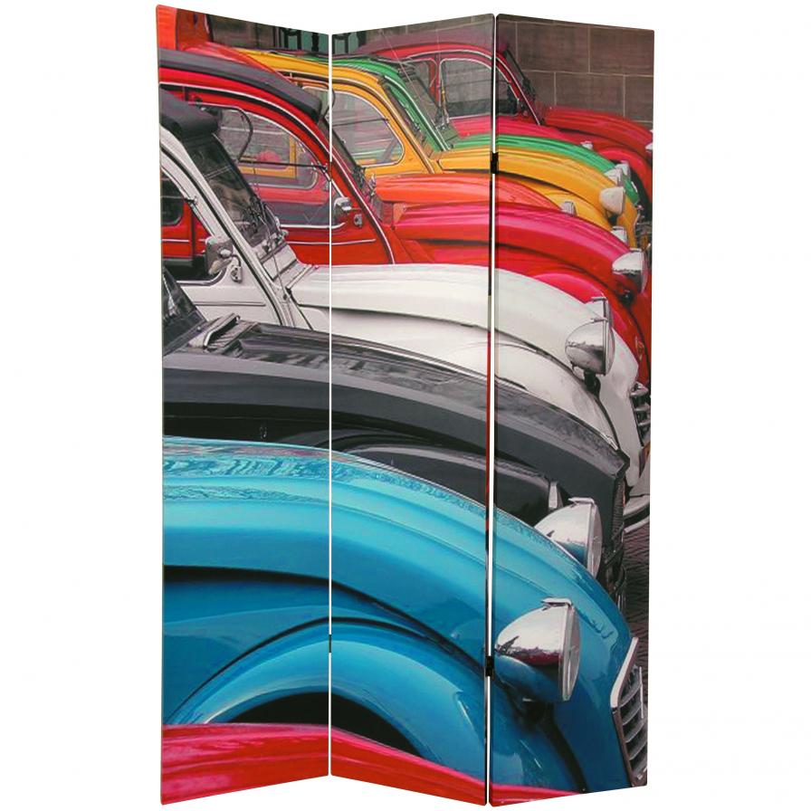 6 ft. Tall Double Sided Colorful Cars Room Divider