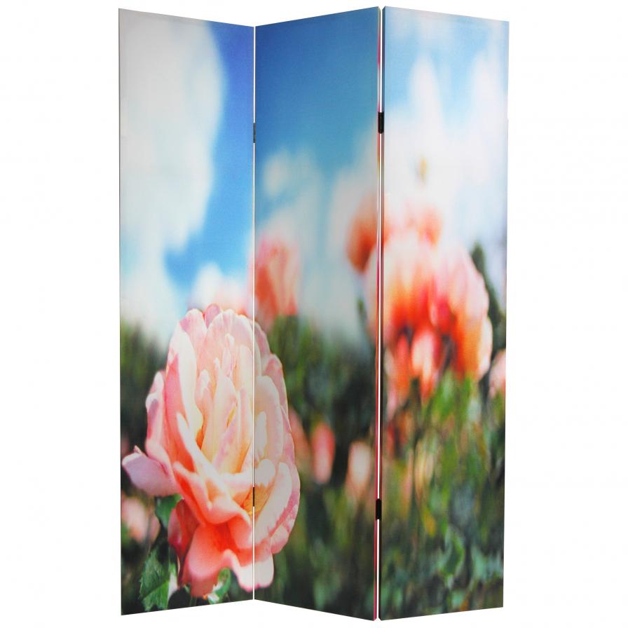 6 ft. Tall Double Sided Summer Flowers Canvas Room Divider 6 ft. Tall Double Sided Summer Flowers Canvas Room Divider