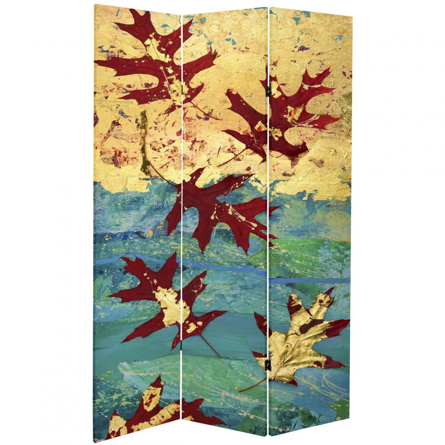 7 ft. Tall Double Sided Autumn Leaves Canvas Room Divider