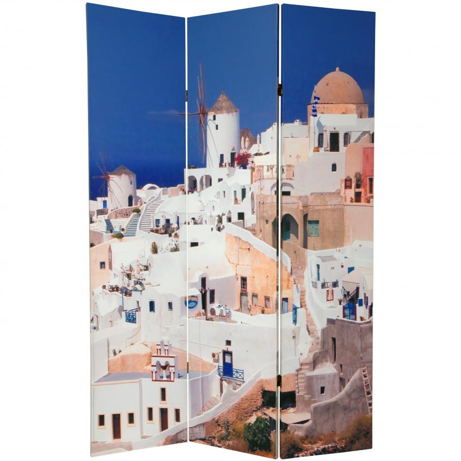 6 ft. Tall Double Sided Santorini Greece Room Divider