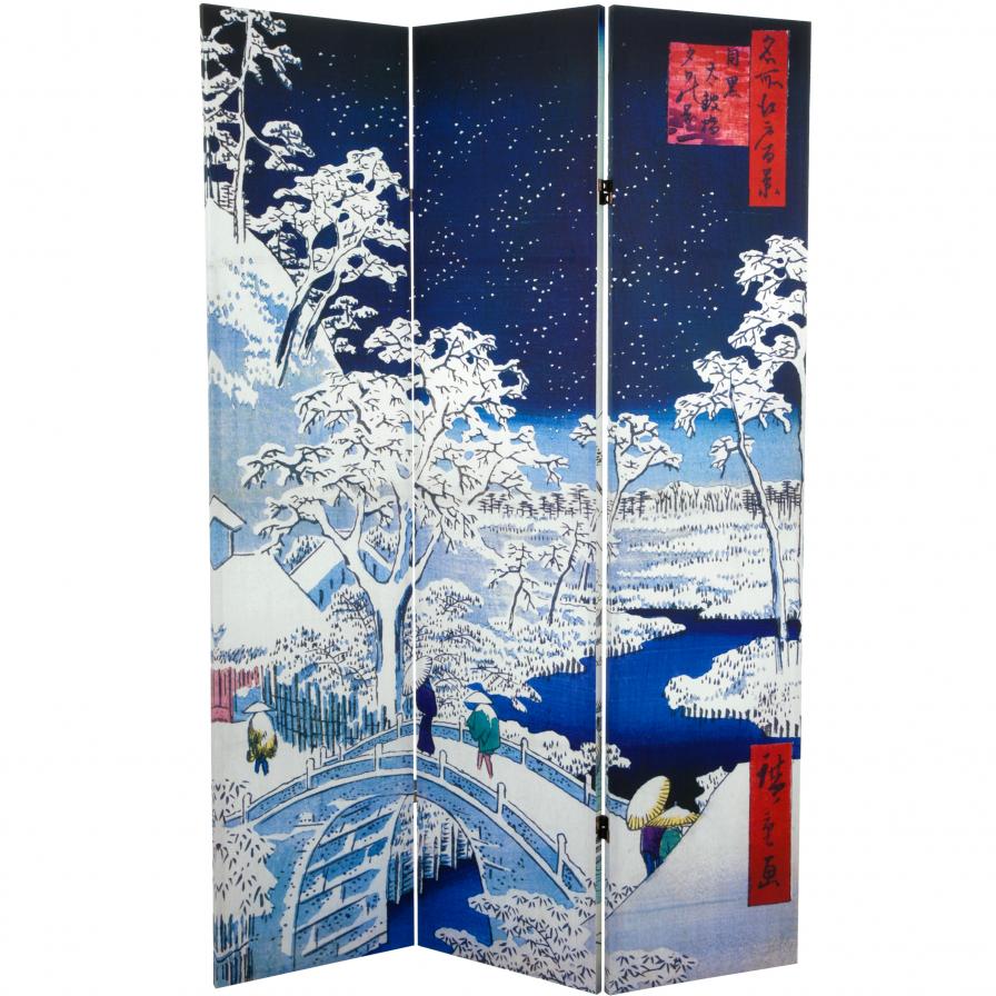 6 ft. Tall Double Sided Hiroshige Room Divider - Drum Bridge/River Bank 6 ft. Tall Double Sided Hiroshige Room Divider - Drum Bridge/River Bank