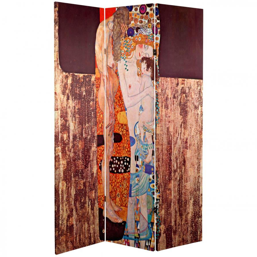 6 ft. Tall Works of Klimt Room Divider - Bloch-Bauer/Three Ages of Woman