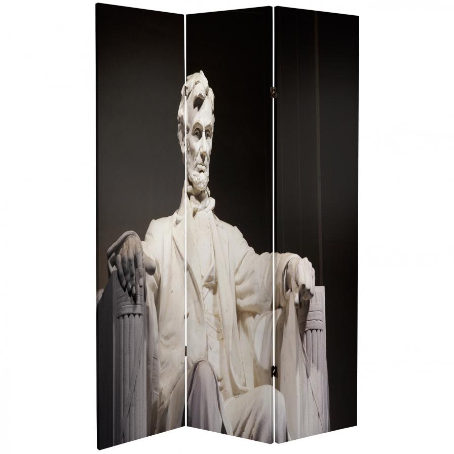 6 ft. Tall Double Sided Memorial Canvas Room Divider - Lincoln/Iwo Jima 6 ft. Tall Double Sided Memorial Canvas Room Divider - Lincoln/Iwo Jima