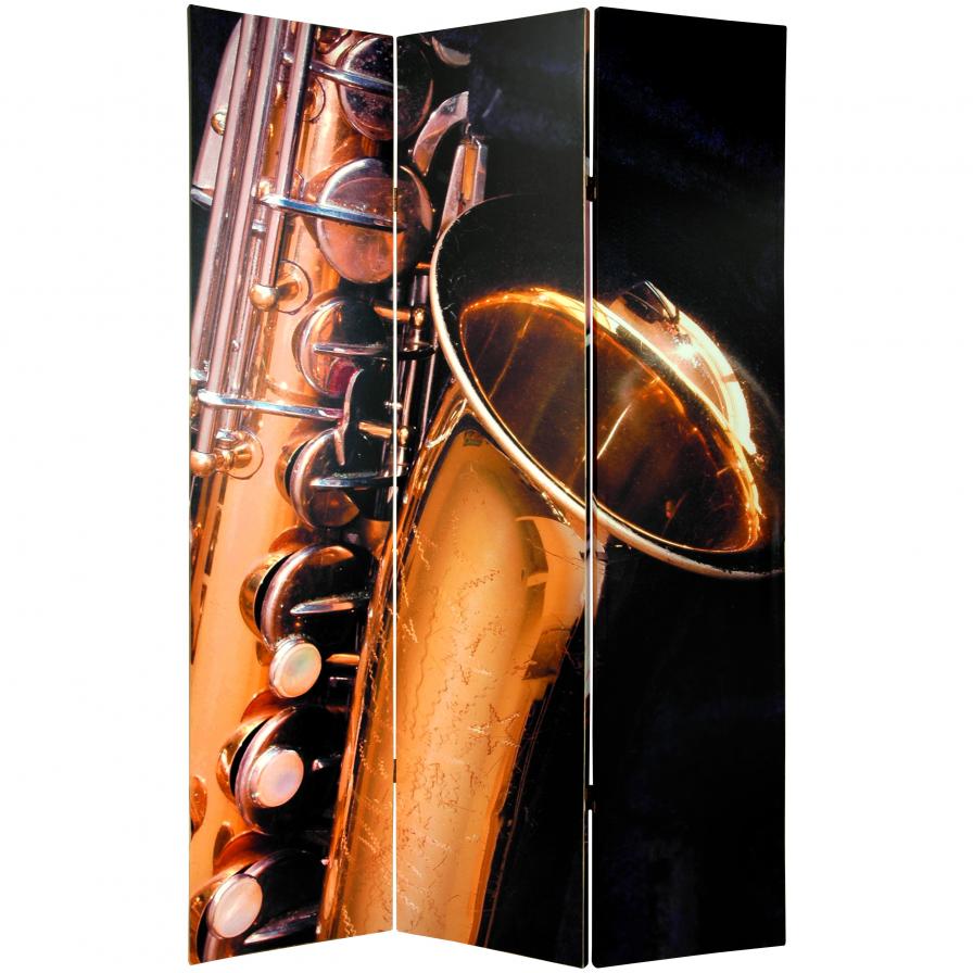 6 ft. Tall Double Sided Music Room Divider - Drums/Saxophone 6 ft. Tall Double Sided Music Room Divider - Drums/Saxophone