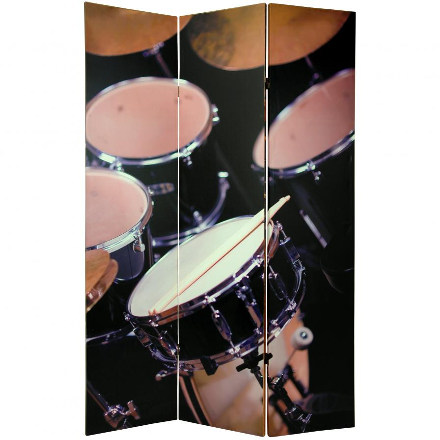 6 ft. Tall Double Sided Music Room Divider - Drums/Saxophone