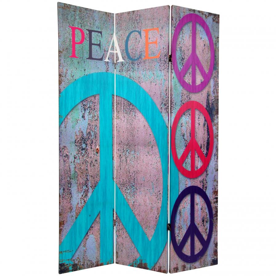 6 ft. Tall Double Sided Multi-Color Peace & Love Room Divider