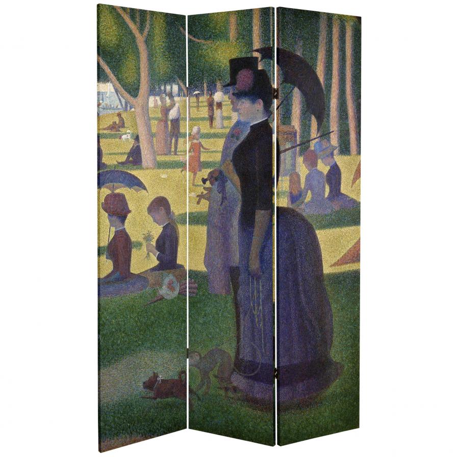 6 ft. Tall Double Sided Works of Seurat Canvas Room Divider