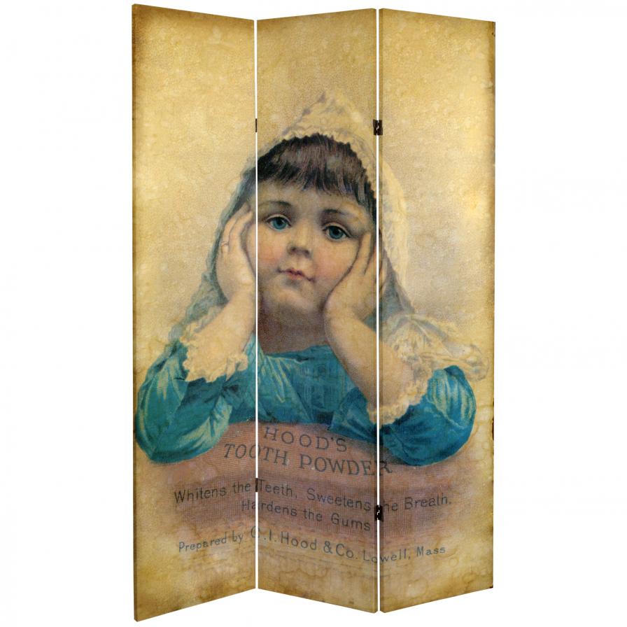 6 ft. Tall Double Sided Vintage Children Canvas Room Divider 6 ft. Tall Double Sided Vintage Children Canvas Room Divider