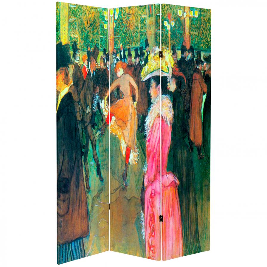 6 ft. Tall Double Sided Works of Toulouse-Lautrec Canvas Room Divider - Sleeping/Ball in the Moulin