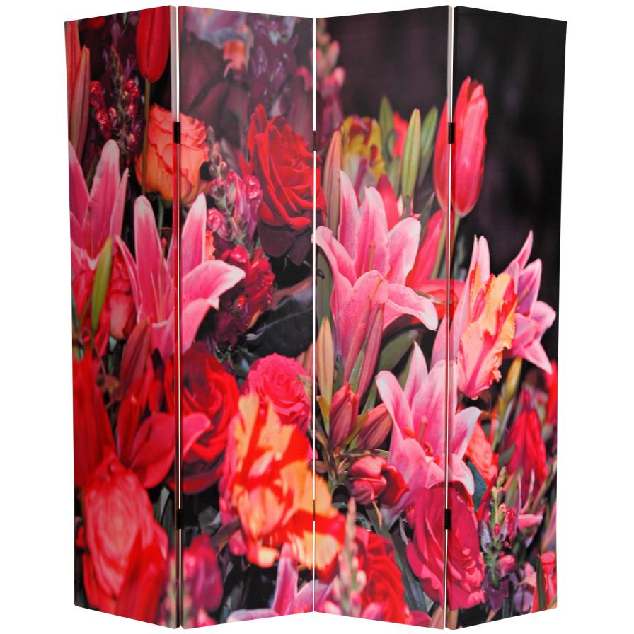 6 ft. Tall Double Sided Spring Flowers Canvas Room Divider