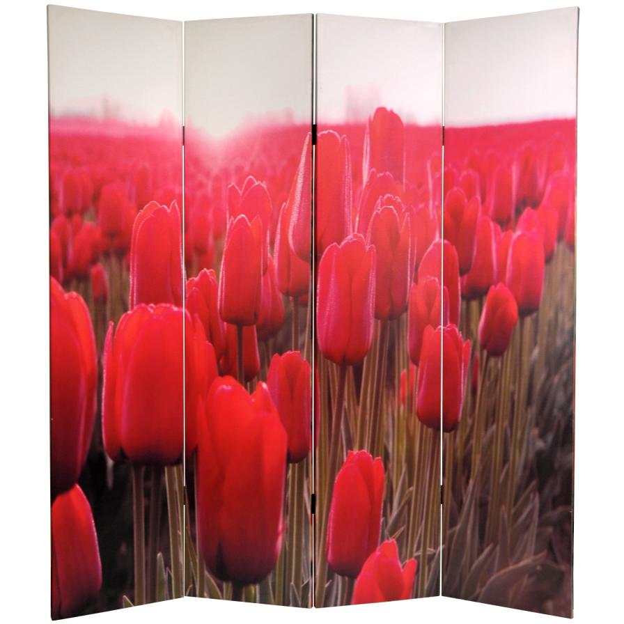 6 ft. Tall Double Sided Spring Flowers Canvas Room Divider