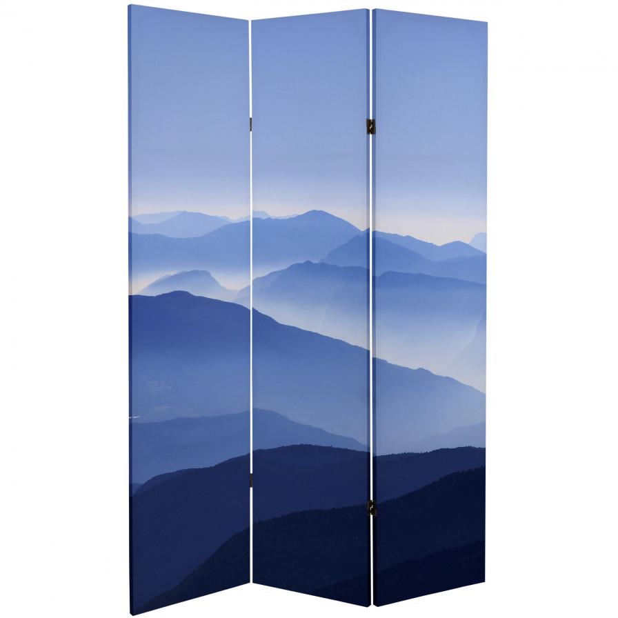6 ft. Tall Double Sided Misty Mountain Canvas Room Divider