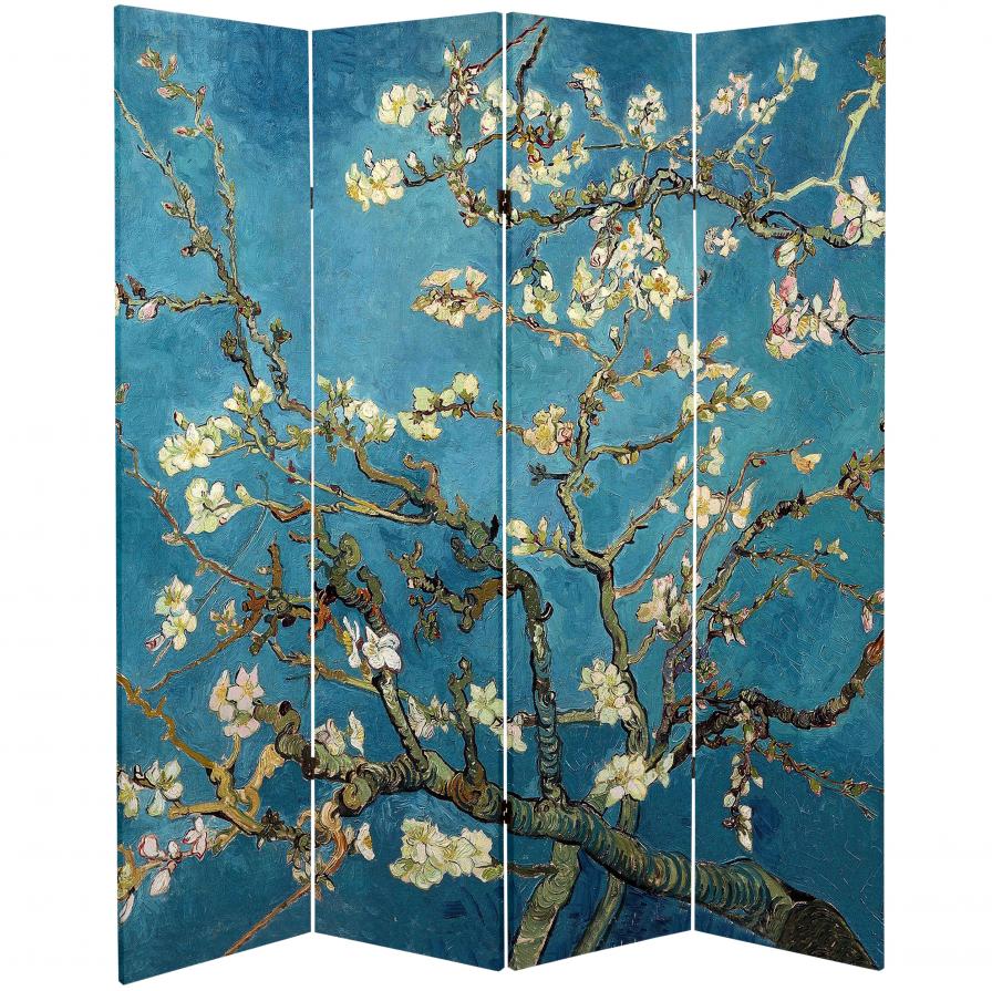 6 ft. Tall Double Sided Works of Van Gogh Canvas Room Divider - Almond Blossoms/Wheat Field