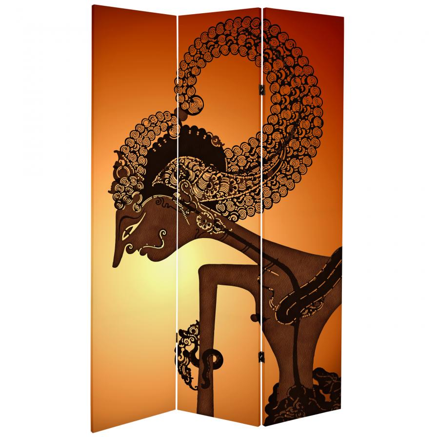 6 ft. Tall Double Sided Wayang Shadow Puppet Canvas Room Divider