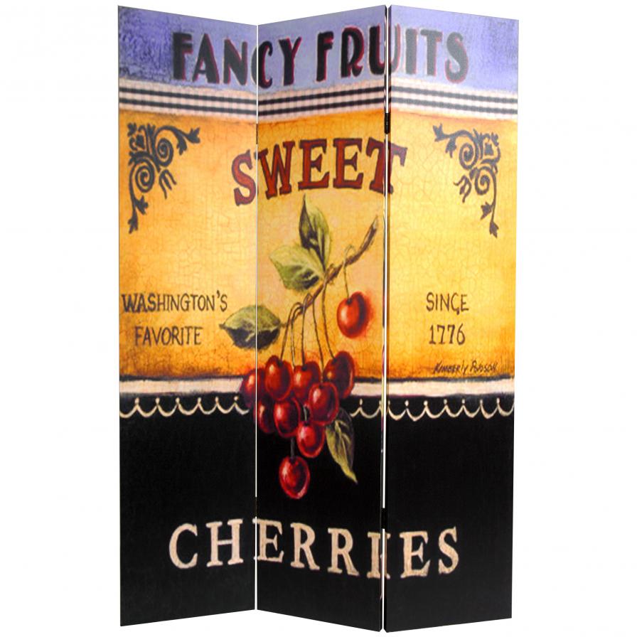 6 ft. Tall Grapes and Cherries Canvas Room Divider