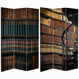 6 ft. Tall Double Sided Library Canvas Room Divider