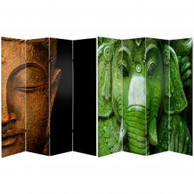 6 ft. Tall Buddha and Ganesh Canvas Room Divider