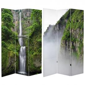 6 ft. Tall Double Sided Mountaintop Waterfall Canvas Room Divider