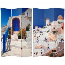 6 ft. Tall Double Sided Santorini Greece Room Divider