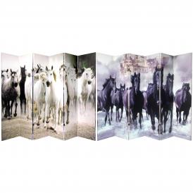 6 ft. Tall Double Sided Horses Canvas Room Divider