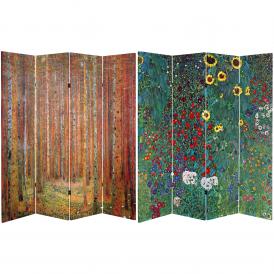 6 ft. Tall Double Sided Works of Klimt Room Divider - Tannenwald/Farm Garden