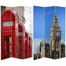 6 ft. Tall London Room Divider - Big Ben/Phone Booths