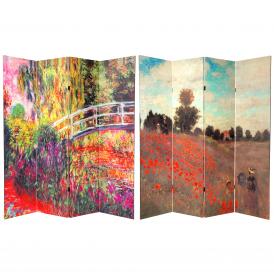 6 ft. Tall Double Sided Works of Monet Canvas Room Divider