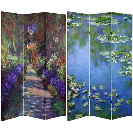 6 ft. Tall Works of Monet Canvas Room Divider - Lilies/Garden at Giverny