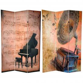 6 ft. Tall Double Sided Music Room Divider - Piano/Phonograph