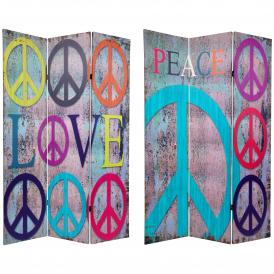 6 ft. Tall Double Sided Multi-Color Peace & Love Room Divider