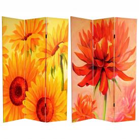 6 ft. Tall Poppies and Sunflowers Canvas Room Divider
