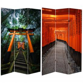 6 ft. Tall Double Sided Japanese Torii Gate Canvas Room Divider