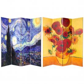 6 ft. Tall Double Sided Works of Van Gogh Canvas Room Divider