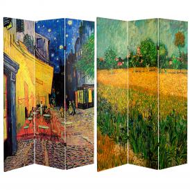 6 ft. Tall Works of Van Gogh Room Divider - Cafe Terrace/View of Arles