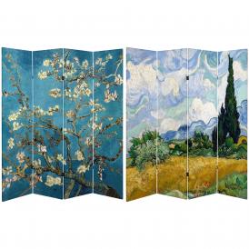 6 ft. Tall Double Sided Works of Van Gogh Canvas Room Divider - Almond Blossoms/Wheat Field