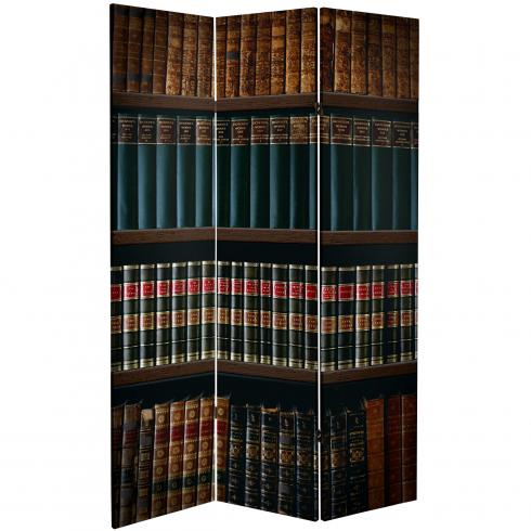 6 ft. Tall Double Sided Library Canvas Room Divider
