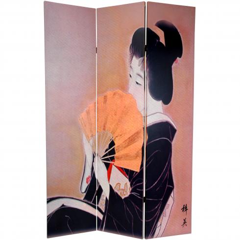 6 ft. Tall Double Sided Geisha Room Divider