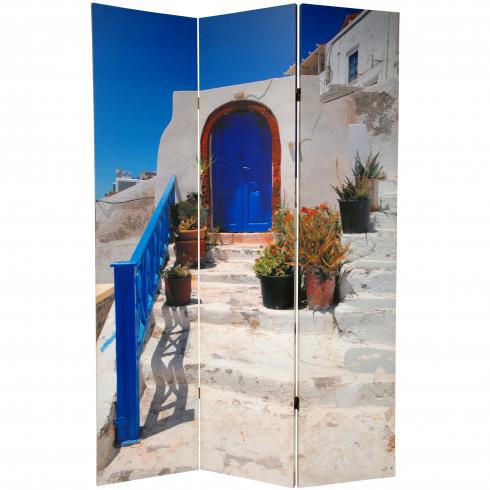 6 ft. Tall Double Sided Santorini Greece Room Divider