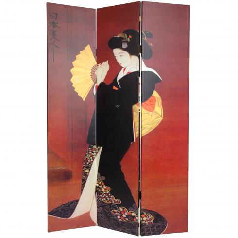 6 ft. Tall Japanese Ladies Canvas Room Divider